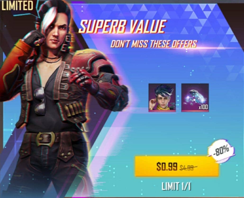 آفر 0.99 دلاری SUPERB VALUE  (کاراکتر مشکی) فری فایر (Free Fire)