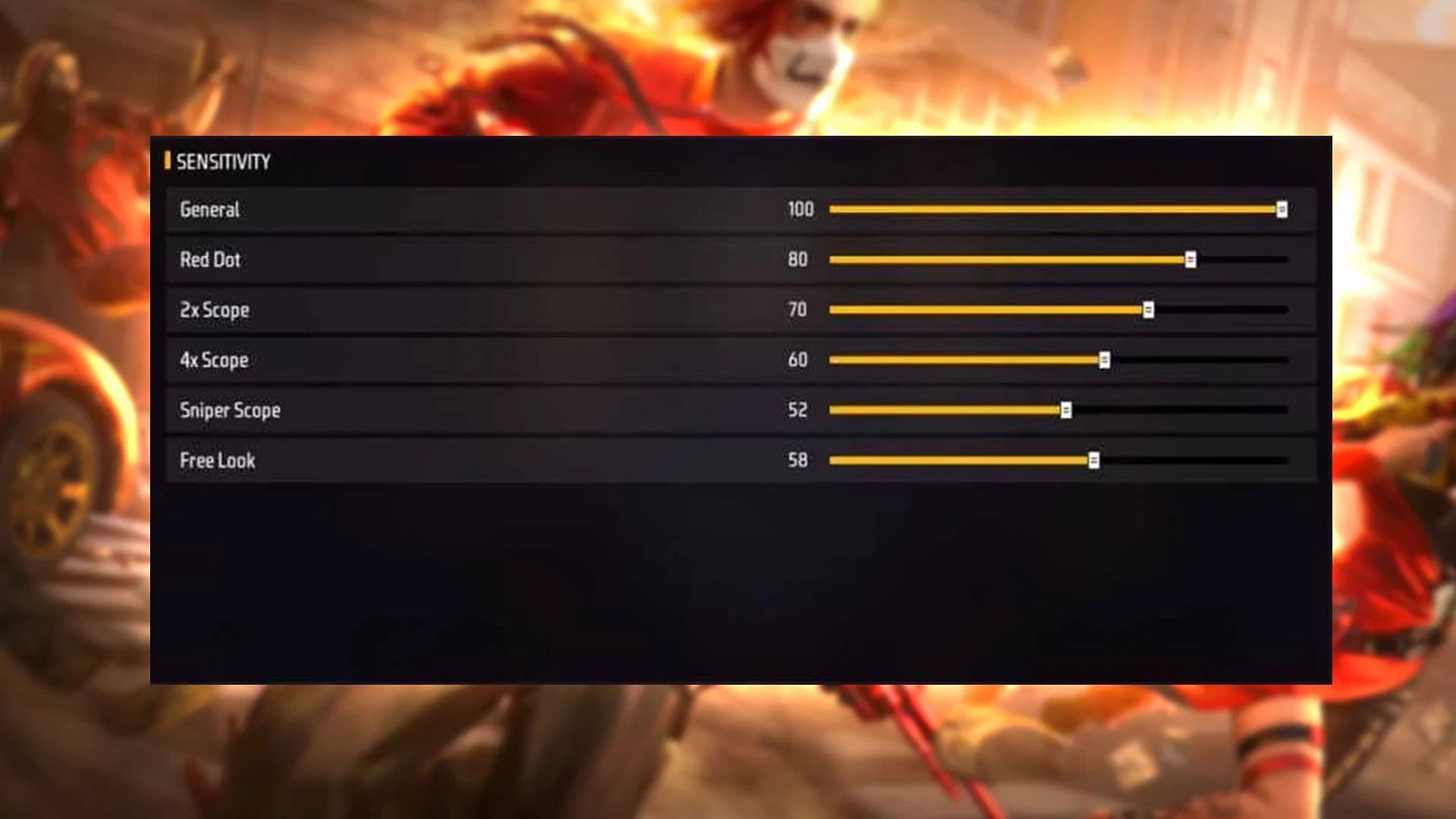 تنظیمات حساسیت موس و کیبورد در بازی فری فایر