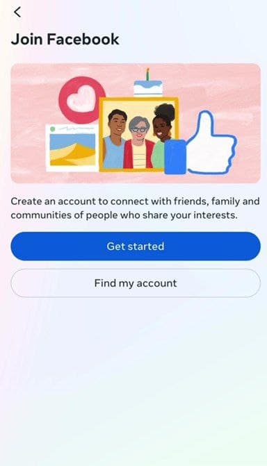 صفحه Join Facebook