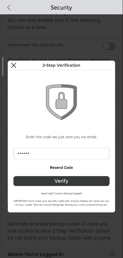 آموزش غیرفعال سازی تایید دو مرحلهای اکانت روبلاکس