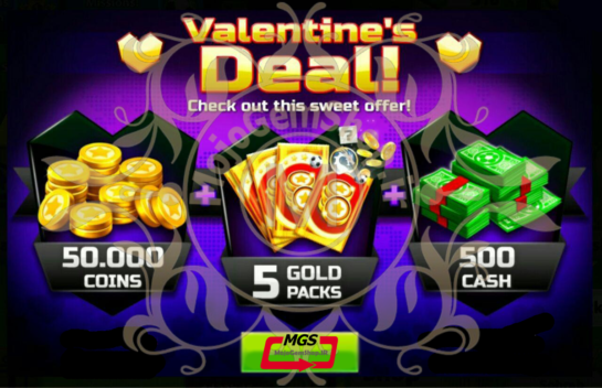 ایونت Valentine Deal ساکر استارز (شامل ۳۰۰ دلار، ۳۰،۰۰۰ سکه و ۳ گلدپک)