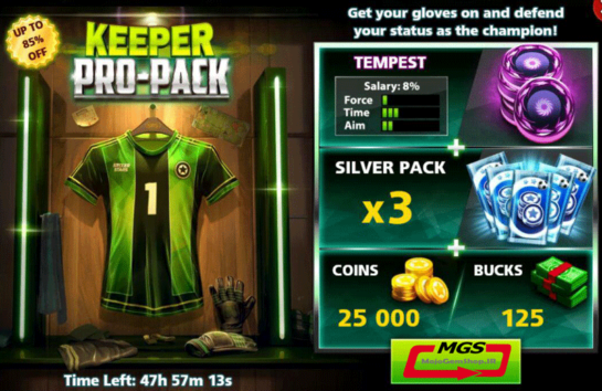 ایونت Keeper Pro Pack ساکر استارز (شامل یک مهره، ۱۲۵ دلار، ۳ بسته نقره ای و ۲۵ هزار سکه)