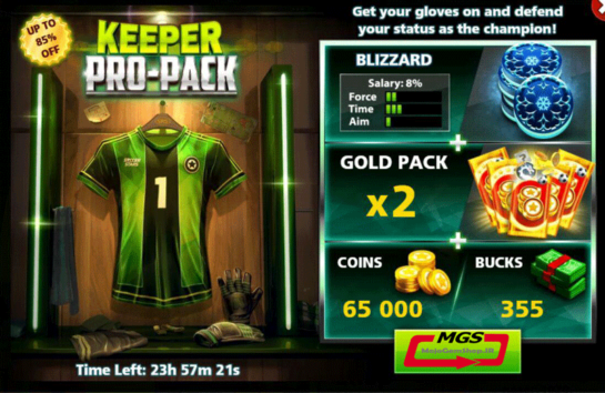 ایونت Keeper Pro Pack ساکر استارز (شامل یک مهره، ۳۵۵ دلار، ۲ بسته طلایی و ۶۵ هزار سکه)