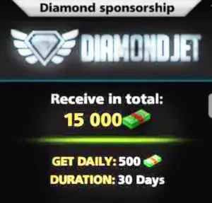 اسپانسر الماس (Diamond Jet) ساکر استارز (شامل 15000 دلار، هر روز 500 دلار به مدت 30 روز)