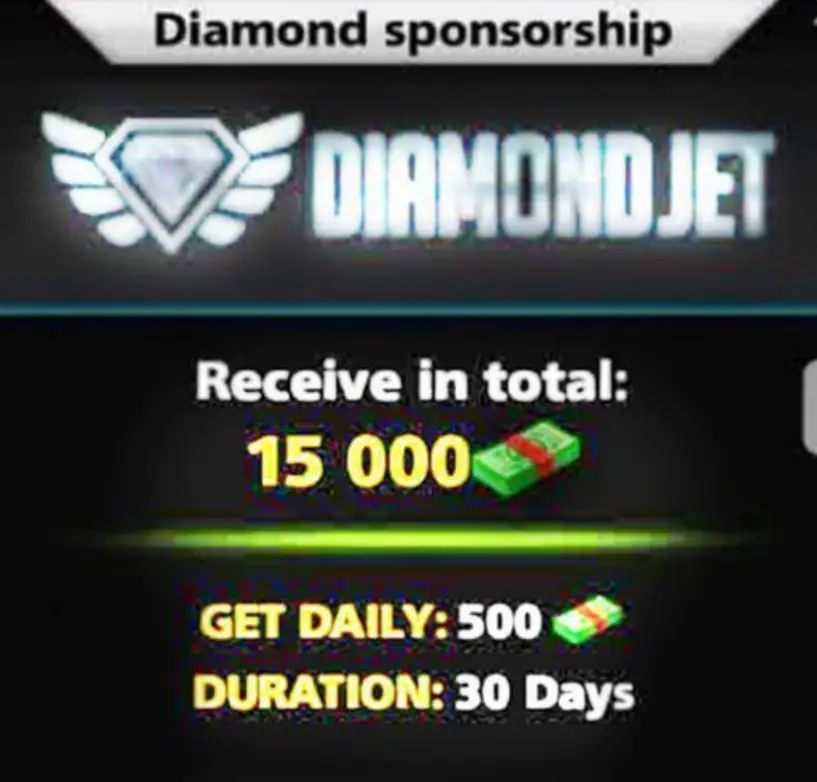 اسپانسر الماس (Diamond Jet) ساکر استارز (شامل 15000 دلار، هر روز 500 دلار به مدت 30 روز)