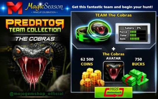 ایونت Predator ساکر استارز (شامل ۷۵۰ دلار، مهره مار کبری ، آواتار مار کبری و ۶۲ هزار سکه)