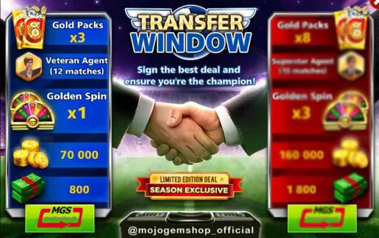 ایونت Transfer Window ساکر استارز (شامل ۲ گلد پک، ۳۵۵ دلار، ۱۲ مربی وترن، ۱ گلدن اسپین و ۲۵ هزار سکه)