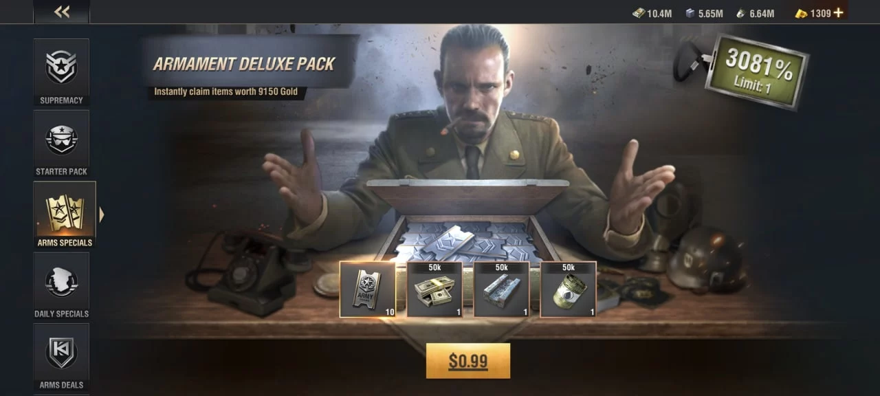 خرید آفر 0.99 دلاری Armament Deluxe Pack بازی Warpath