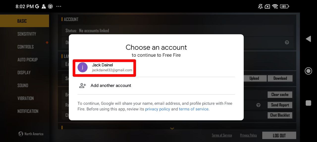 لینک کردن فری فایر به گوگل